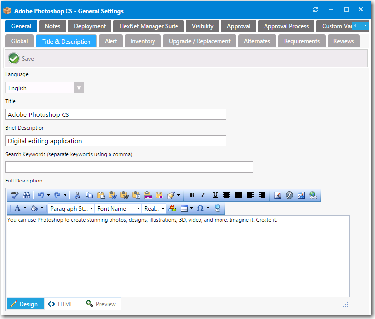 Catalog Item Properties Dialog Box / General > Title & Description Tab